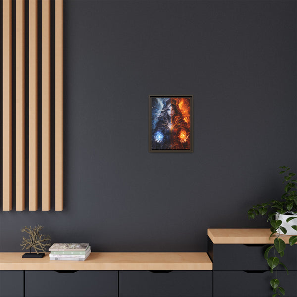 Fire & Ice Changeling Sorceress - Framed Canvas  Fantasy Wall Art