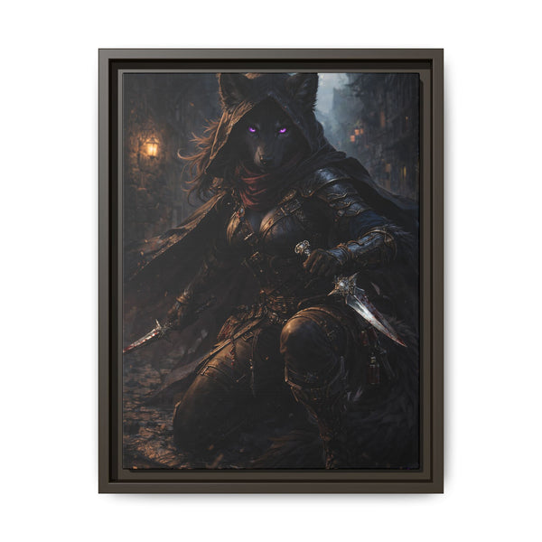 Shadow Wolf Assasin - Framed Canvas  Fantasy Wall Art