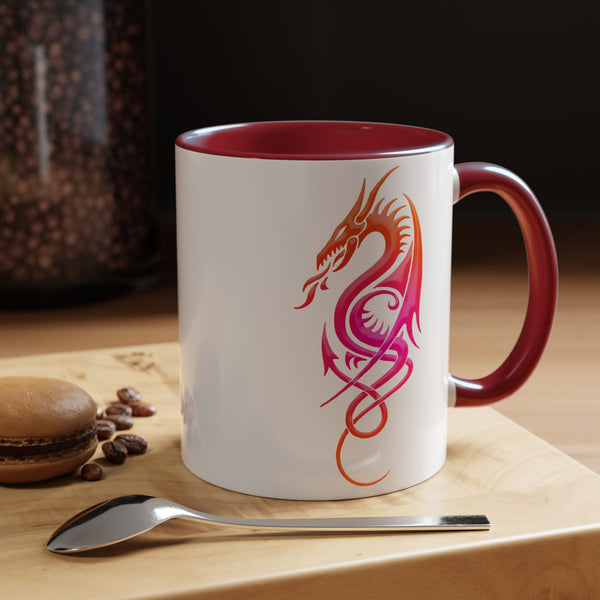 Dragon Accent Coffee Mug – Pink / Orange Ombre
