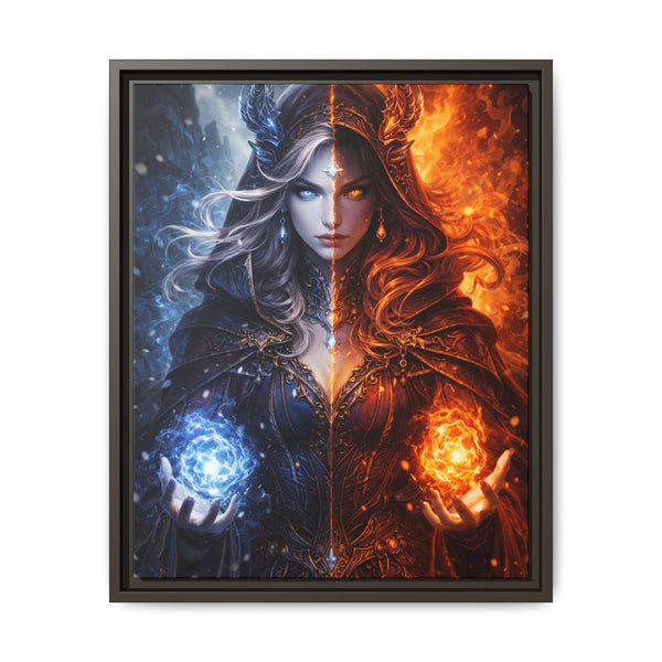 Fire & Ice Changeling Sorceress - Framed Canvas  Fantasy Wall Art