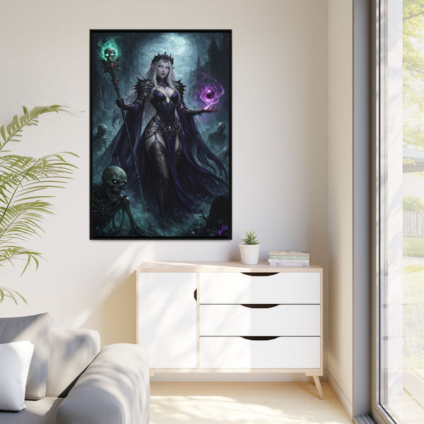 Necromancer Sorceress - Framed Canvas  Fantasy Wall Art