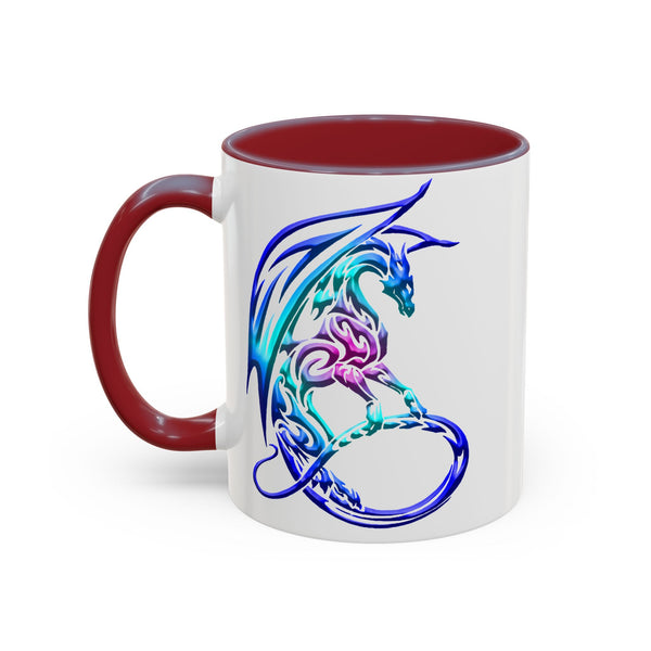 Dragon Accent Coffee Mug - Sapphire / Purple / Fuchsia  &  Aqua Ombre - 11oz