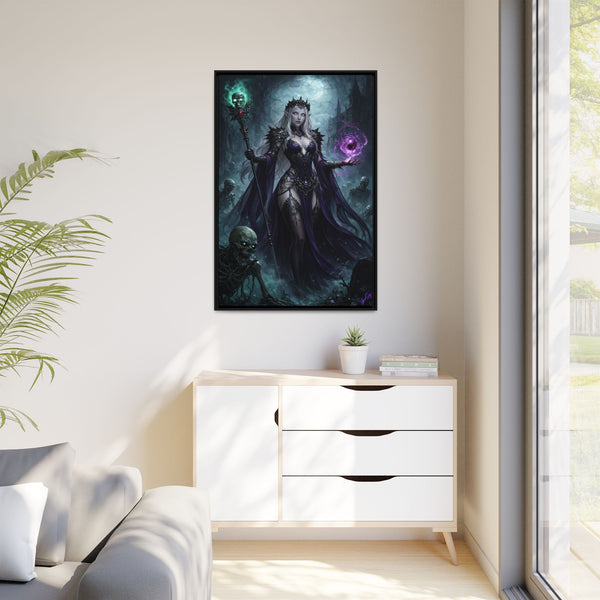Necromancer Sorceress - Framed Canvas  Fantasy Wall Art