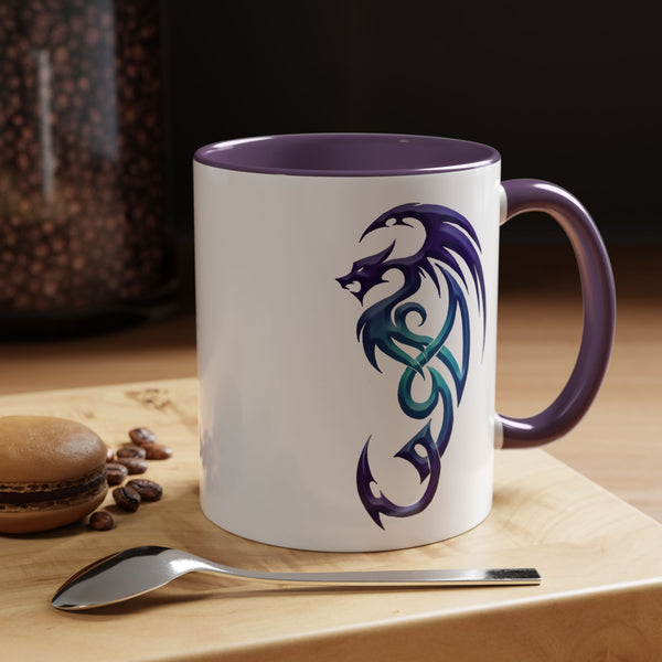 Dragon Accent Coffee Mug - Purple  &  Aqua - 11oz Mug