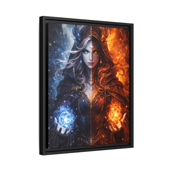 Fire & Ice Changeling Sorceress - Framed Canvas  Fantasy Wall Art