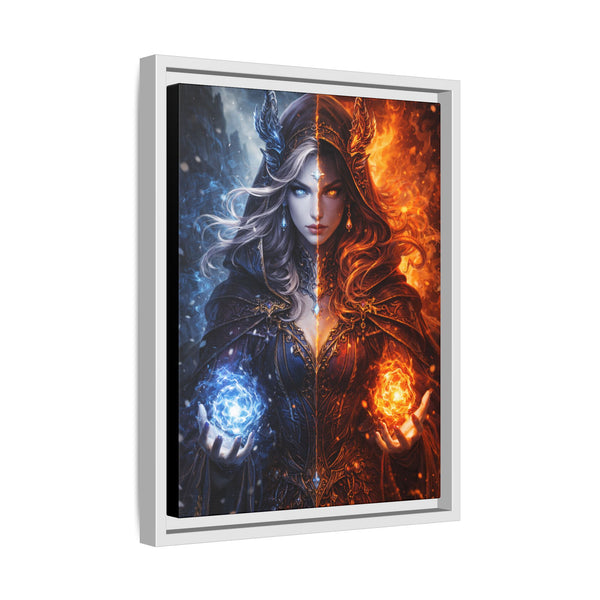 Fire & Ice Changeling Sorceress - Framed Canvas  Fantasy Wall Art