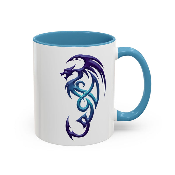 Dragon Accent Coffee Mug - Purple  &  Aqua - 11oz Mug