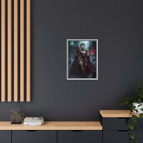 Necromancer in Red with Hatchling Undead Dragon - Framed Canvas  Fantasy Wall Art