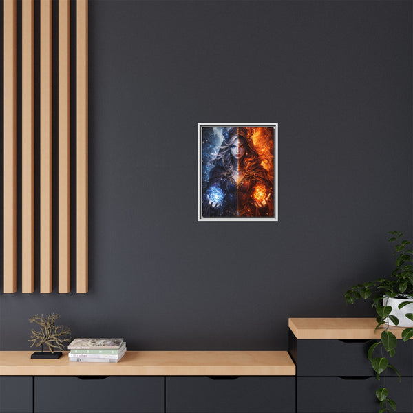 Fire & Ice Changeling Sorceress - Framed Canvas  Fantasy Wall Art