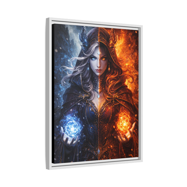 Fire & Ice Changeling Sorceress - Framed Canvas  Fantasy Wall Art