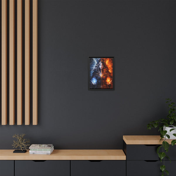 Fire & Ice Changeling Sorceress - Framed Canvas  Fantasy Wall Art