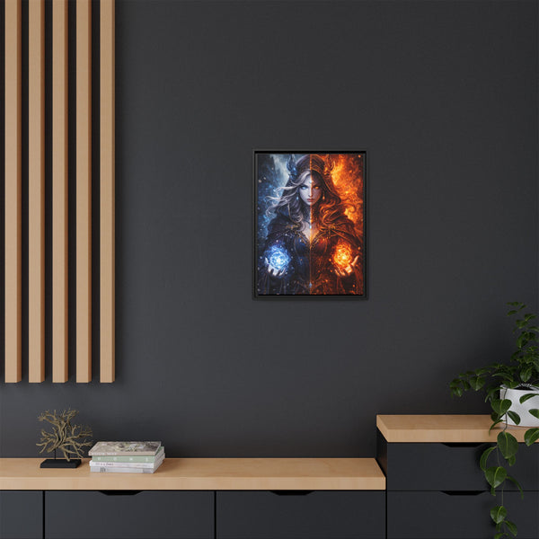 Fire & Ice Changeling Sorceress - Framed Canvas  Fantasy Wall Art