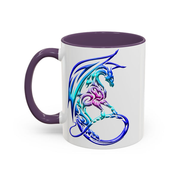 Dragon Accent Coffee Mug - Sapphire / Purple / Fuchsia  &  Aqua Ombre - 11oz