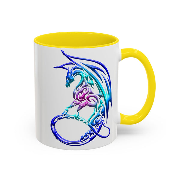 Dragon Accent Coffee Mug - Sapphire / Purple / Fuchsia  &  Aqua Ombre - 11oz