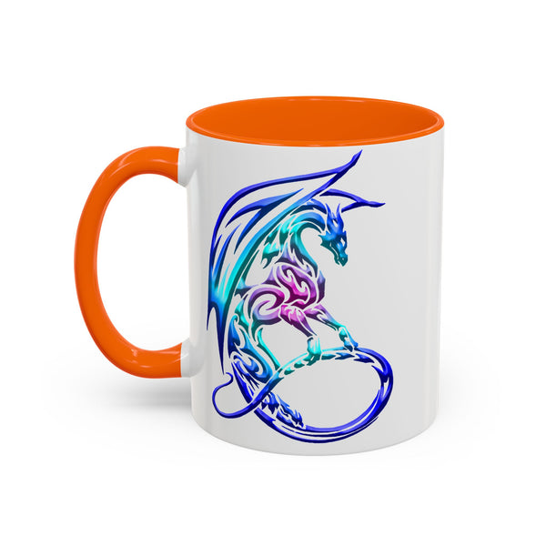 Dragon Accent Coffee Mug - Sapphire / Purple / Fuchsia  &  Aqua Ombre - 11oz