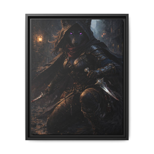 Shadow Wolf Assasin - Framed Canvas  Fantasy Wall Art