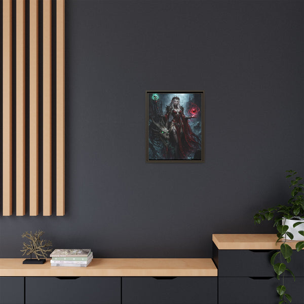 Necromancer in Red with Young Undead Dragon - Framed Canvas  Fantasy Wall Art