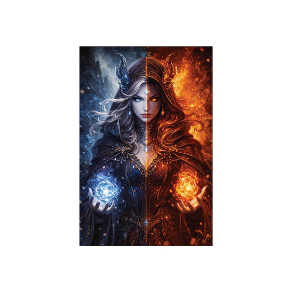 Fire & Ice Changeling Sorceress - Fantasy Art Poster