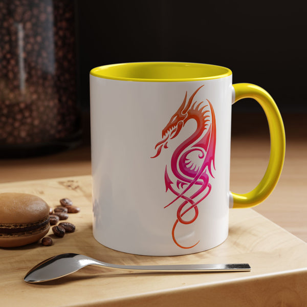 Dragon Accent Coffee Mug – Pink / Orange Ombre