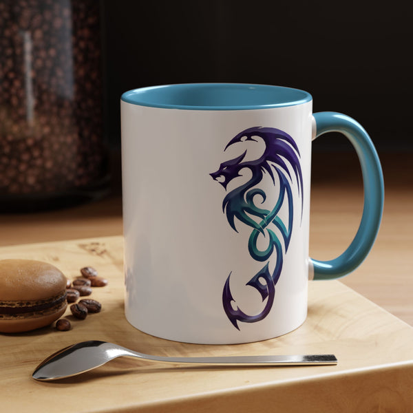 Dragon Accent Coffee Mug - Purple  &  Aqua - 11oz Mug