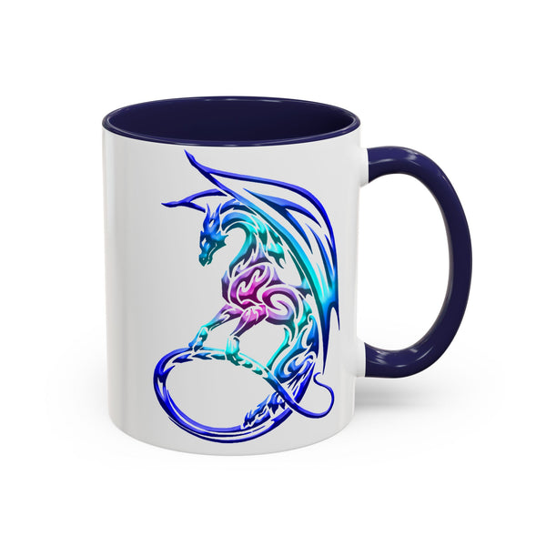 Dragon Accent Coffee Mug - Sapphire / Purple / Fuchsia  &  Aqua Ombre - 11oz