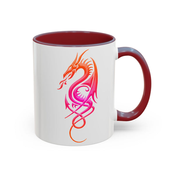 Dragon Accent Coffee Mug – Pink / Orange Ombre