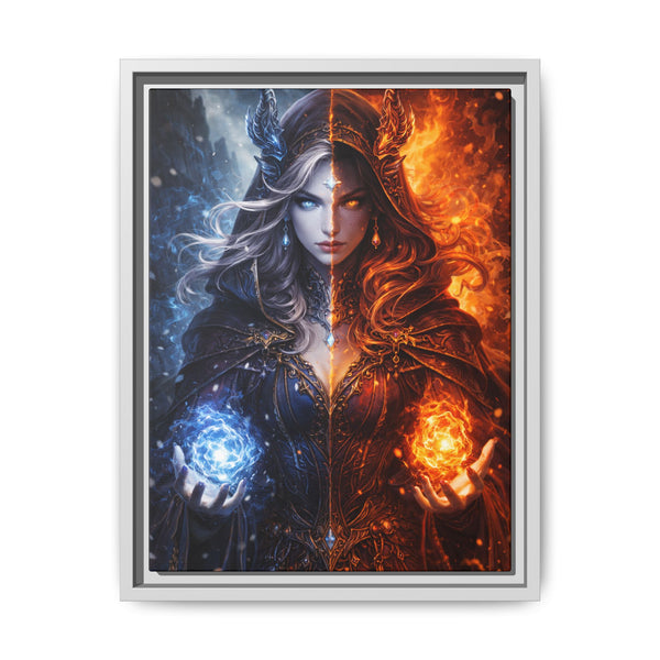 Fire & Ice Changeling Sorceress - Framed Canvas  Fantasy Wall Art