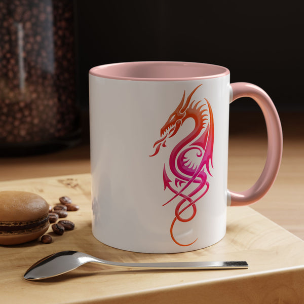 Dragon Accent Coffee Mug – Pink / Orange Ombre