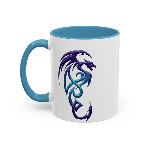 Dragon Accent Coffee Mug - Purple  &  Aqua - 11oz Mug