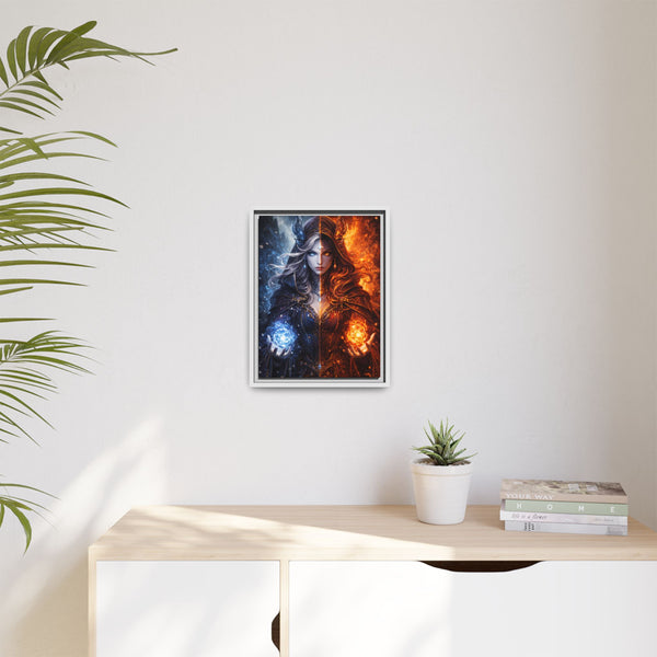 Fire & Ice Changeling Sorceress - Framed Canvas  Fantasy Wall Art