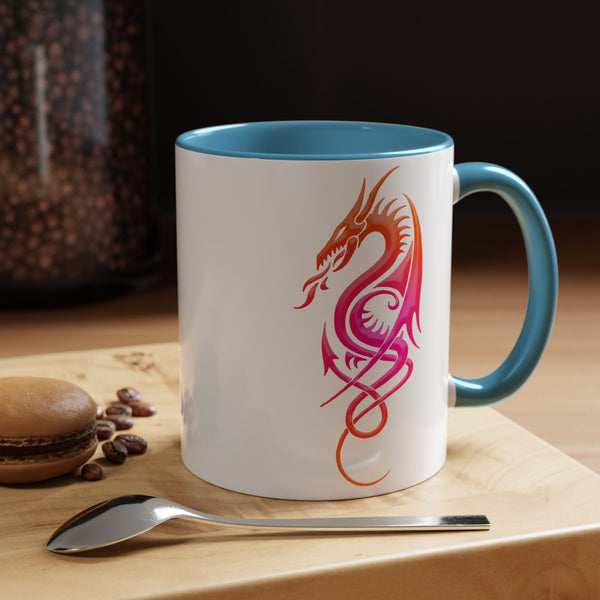 Dragon Accent Coffee Mug – Pink / Orange Ombre