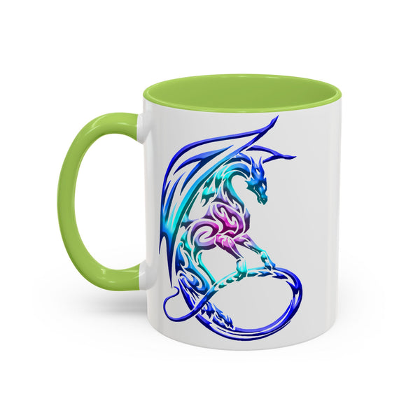 Dragon Accent Coffee Mug - Sapphire / Purple / Fuchsia  &  Aqua Ombre - 11oz