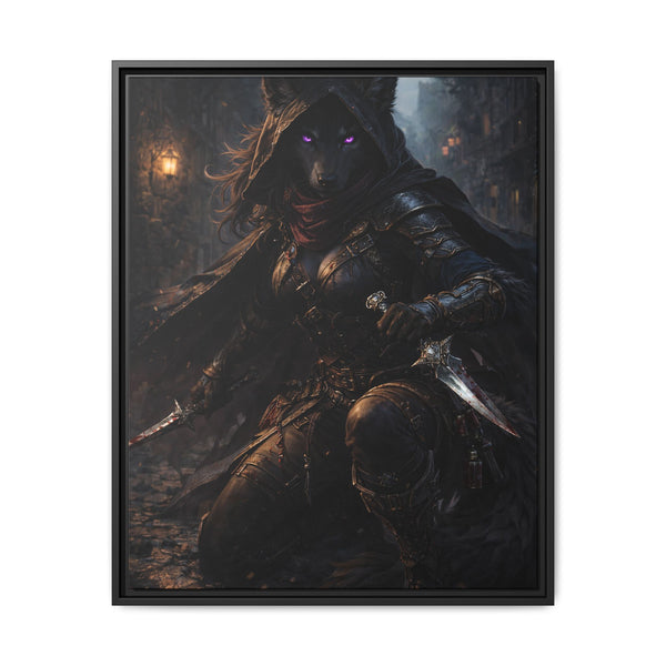 Shadow Wolf Assasin - Framed Canvas  Fantasy Wall Art
