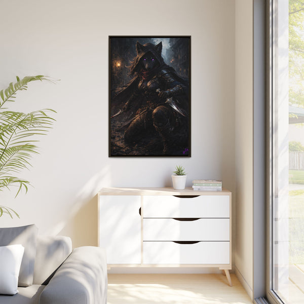 Shadow Wolf Assasin - Framed Canvas  Fantasy Wall Art
