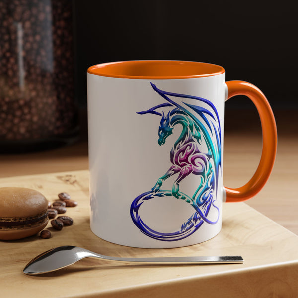 Dragon Accent Coffee Mug - Sapphire / Purple / Fuchsia  &  Aqua Ombre - 11oz