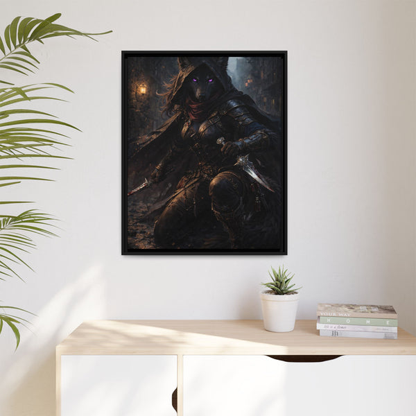 Shadow Wolf Assasin - Framed Canvas  Fantasy Wall Art