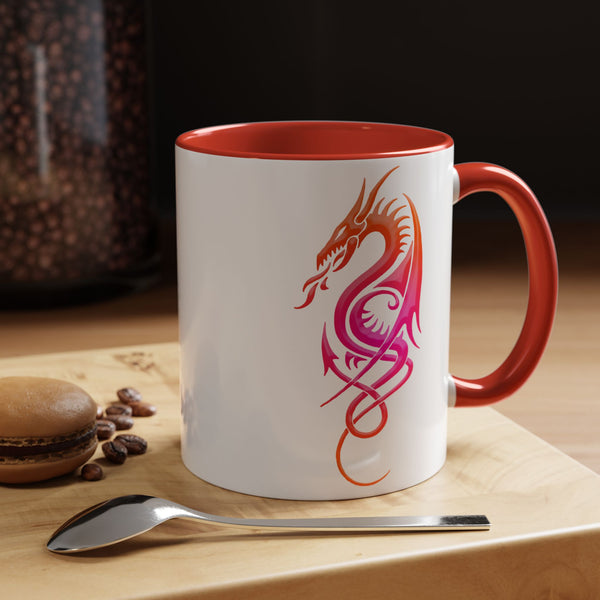 Dragon Accent Coffee Mug – Pink / Orange Ombre