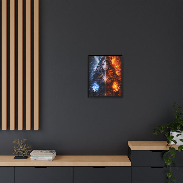 Fire & Ice Changeling Sorceress - Framed Canvas  Fantasy Wall Art