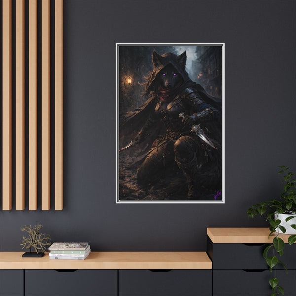 Shadow Wolf Assasin - Framed Canvas  Fantasy Wall Art