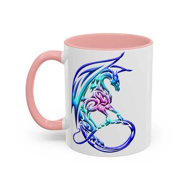 Dragon Accent Coffee Mug - Sapphire / Purple / Fuchsia  &  Aqua Ombre - 11oz