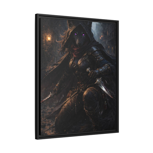 Shadow Wolf Assasin - Framed Canvas  Fantasy Wall Art