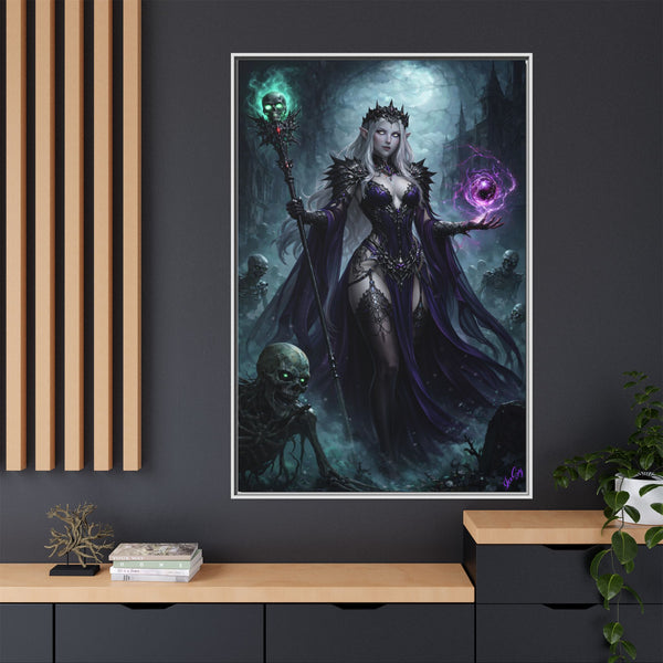 Necromancer Sorceress - Framed Canvas  Fantasy Wall Art