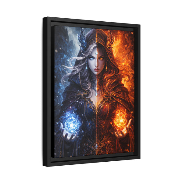 Fire & Ice Changeling Sorceress - Framed Canvas  Fantasy Wall Art