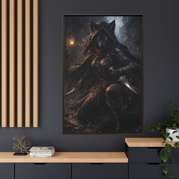 Shadow Wolf Assasin - Framed Canvas  Fantasy Wall Art