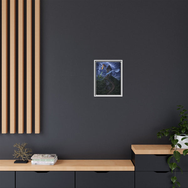 Dragon Tower Battle | Framed Fantasy Canvas Wall Art