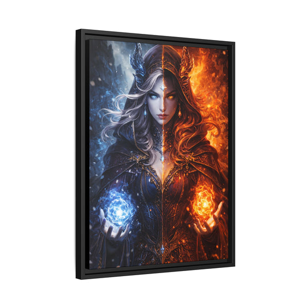 Fire & Ice Changeling Sorceress - Framed Canvas  Fantasy Wall Art