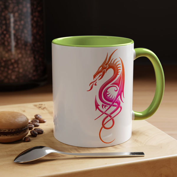 Dragon Accent Coffee Mug – Pink / Orange Ombre