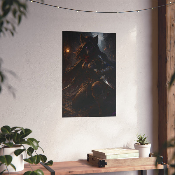 Shadow Wolf Assasin - Fantasy Art Poster