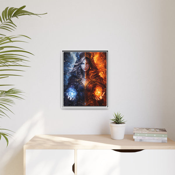 Fire & Ice Changeling Sorceress - Framed Canvas  Fantasy Wall Art