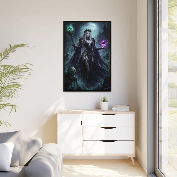 Necromancer Sorceress - Framed Canvas  Fantasy Wall Art